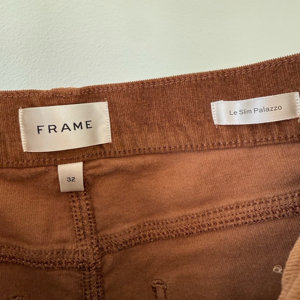 FRAME Le Slim Palazzo Patch Pocket High Waist Wide Leg Corduroy Jeans - Picture 4 of 9
